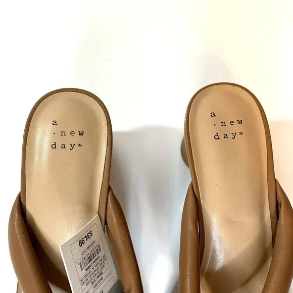 A New Day Womens Elvie Sandal Pump Brown Tan Slip On Comfort - Picture 10 of 10